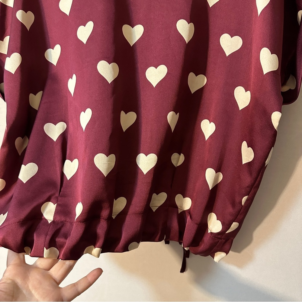 Red Short Sleeve Tie Front Blouse（M/L) oversized - Picture 2 of 6